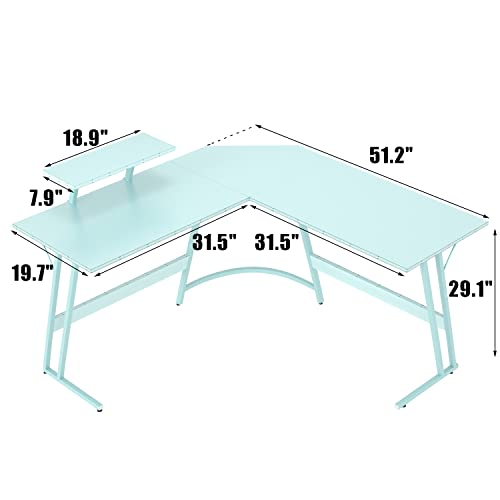 Homall L Shaped Gaming Desk Computer Corner Desk PC Gaming Desk Table with Large Monitor Riser Stand for Home Office Sturdy Writing Workstation