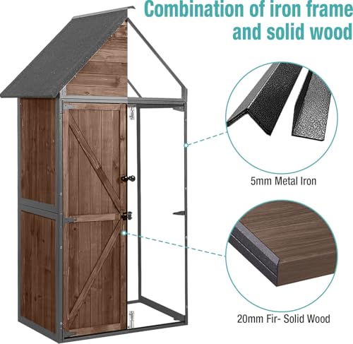 Sheds Outdoor Storage,Garden Shed with Metal Frame Structure and Adjustable Shelves