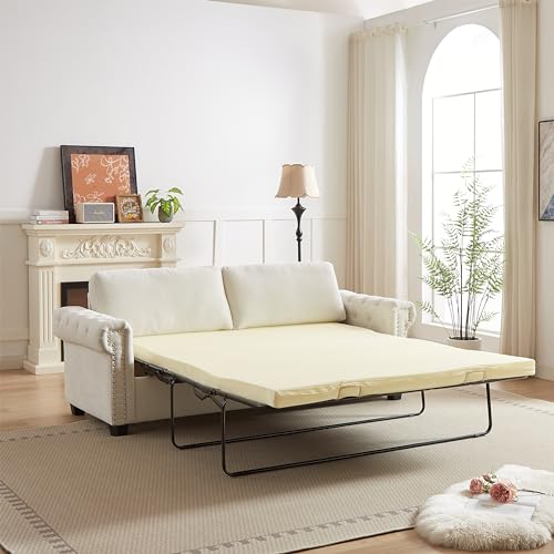 83.8" Convertible Sleeper Sofa Bed, 2-in-1 Pullout Sofa Bed, Polyester Sleeper Sofa Bed with Folding Mattress, Living Room Pullout Sofa Bed
