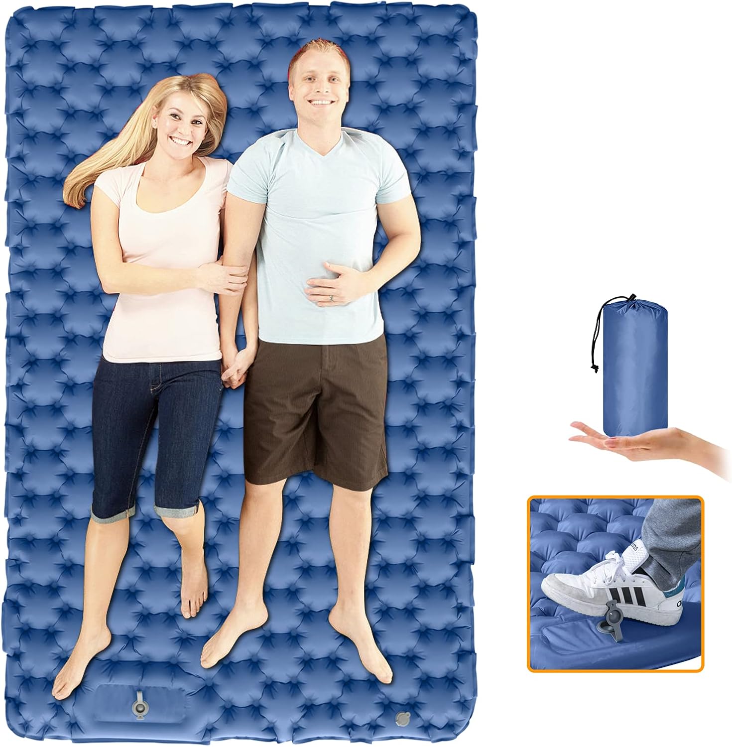 Double Camping Pad-SUPIPRO Camping Mattress 2 Person Self Inflating Sleeping pad with Built-in Foot Press