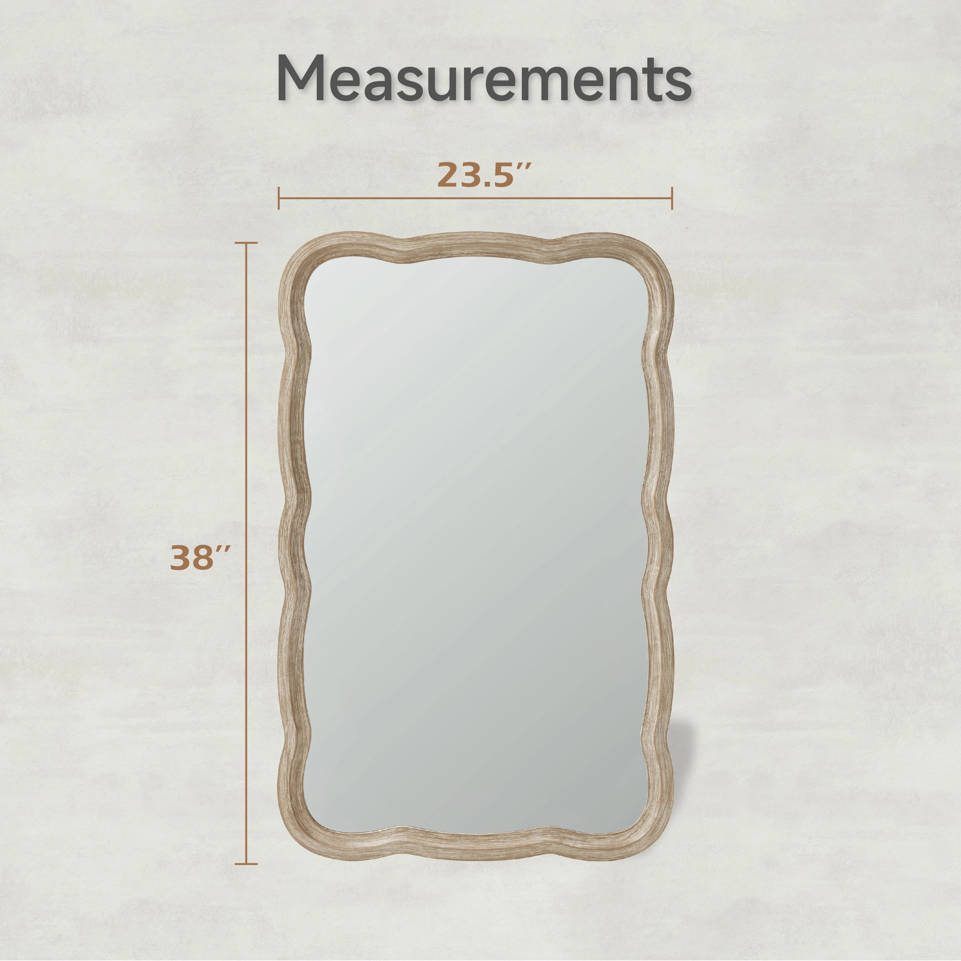 COZAYH Curved Wood Frame Accent Mirror, Farmhouse French Country Decorative Wall Mirror, Rectangle 23.5" L x 38" W, Natural