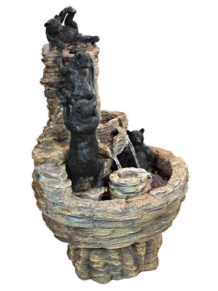 Design Toscano Rocky Mountain Splash Black Bears Garden Fountain