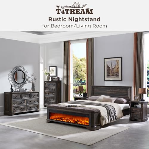 T4TREAM Farmhouse 5 Drawers Dresser for Bedroom, 48" Tall Wood Rustic Chest of Drawers with Natural Texture, Vintage Design