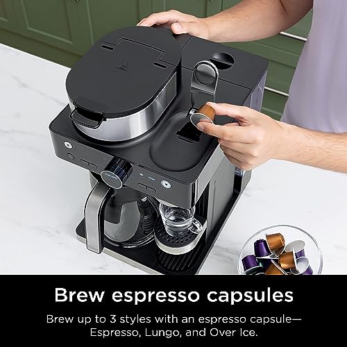 Ninja Espresso & Coffee Maker & Barista System, 3 Espresso Brew Styles, Single-Serve Coffee & Nespresso Capsule Compatible, Built-in Frother