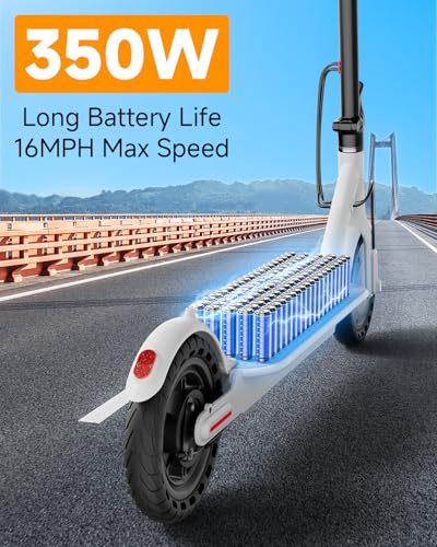 Electric Scooter with Seat, Adults Electric Scooter, Up to 16 Mph, 8.5'' Tire, 350W Motor, E-Scooter with Double Braking Systems for Adults and Teens