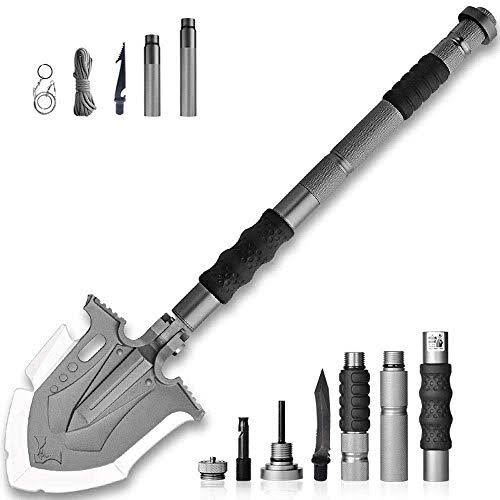 Zune Lotoo Outdoor Camping 29.7 inch Stainless Steel Survival Shovel, Gray