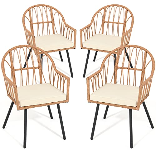 YITAHOME 5 Pieces Outdoor Patio Dining Table Chair Set,Wicker Patio Dining Set,Outdoor Rattan Dining Table Set for Patio, Backyard, Balcony