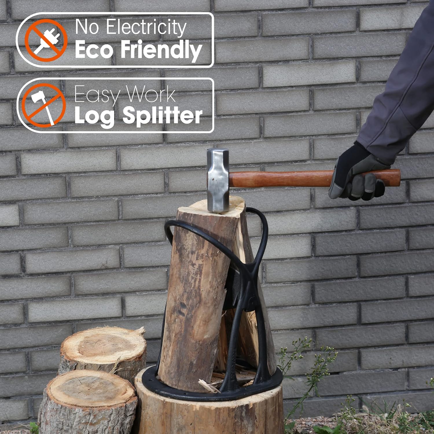 SPEED FORCE Kindling Splitter Log Splitter Wood Splitter Kindling Cracker – No Axe！Manual Log Splitter Wedge Made from CAST Steel Pack of 2