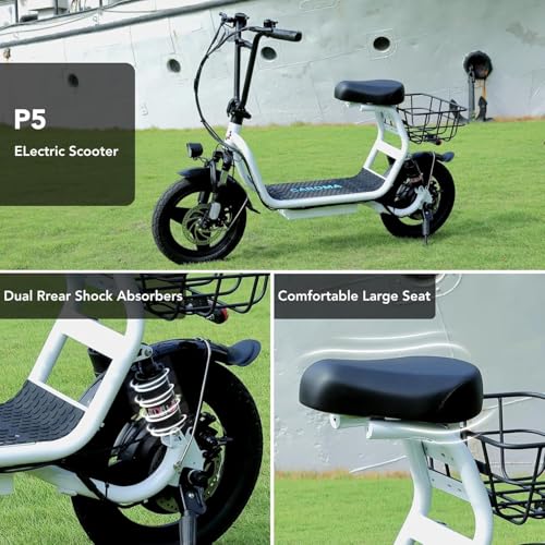 Caroma Peak 500W/800W/1200W Electric Scooter with Seat for Adults,up to 30 Miles&20MPH, 14" Fat Tire