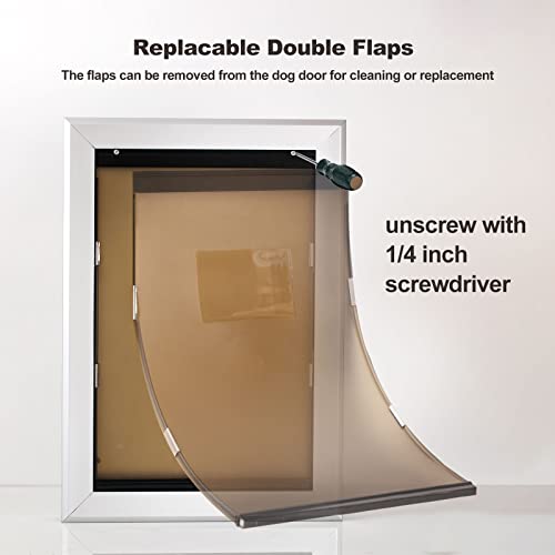 Giant Dog Door for Exterior Doors: Heavy Duty Aluminum Doggie Door, Extreme Weather Doggy Door for Large and Extra Large Dogs Up to 220 lbs