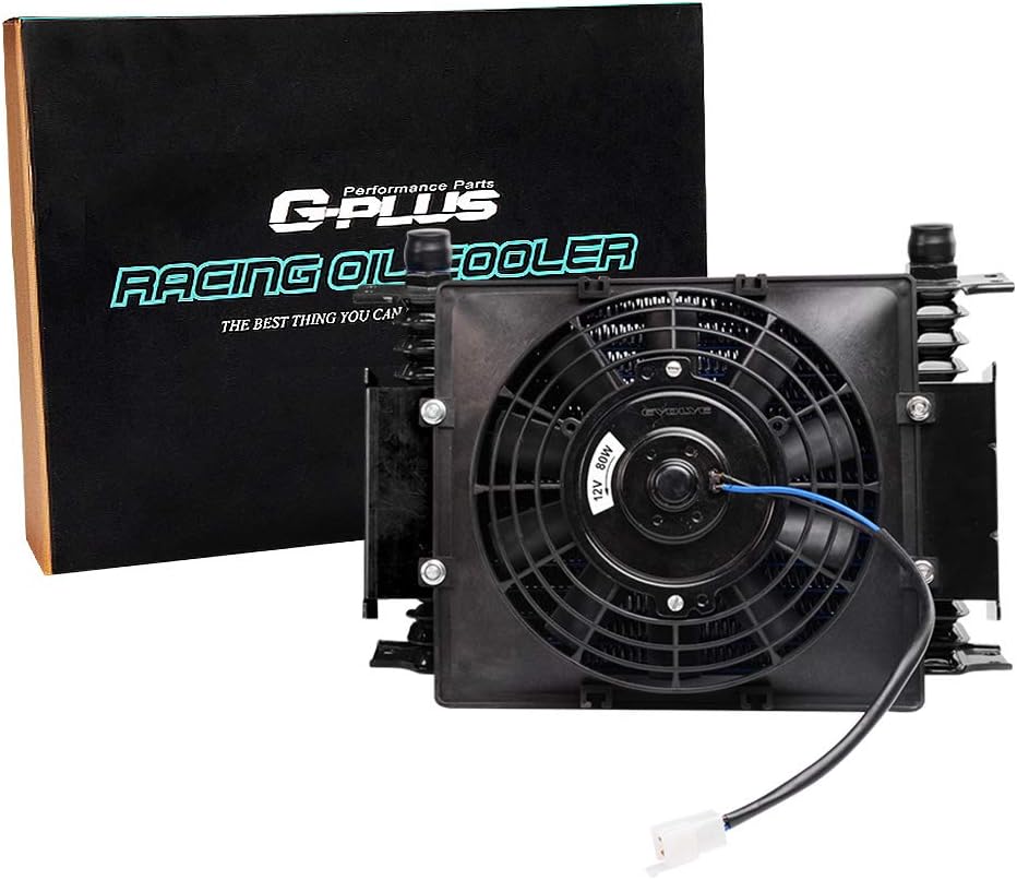 15 Row 10An Universal Engine Transmission Oil Cooler+7" Fixed Black Cooling Fan Kit