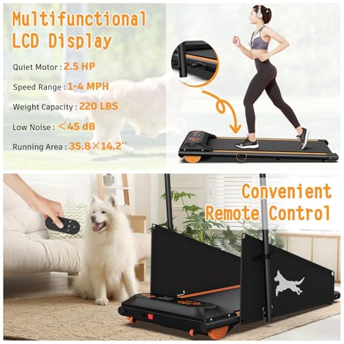 Dog Treadmill for Small/Medium Pets - Quiet Smart Pacer Treadmill, Indoor Fitness Machine with LED Display, 220LBS Capacity