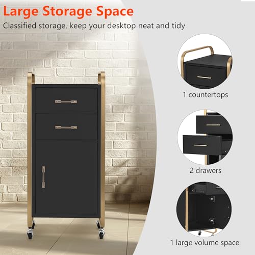 Salon Storage Trolley Cart with Wheels, No Installation Salon Stations for Hair Stylist, Salon Storage Cabinets
