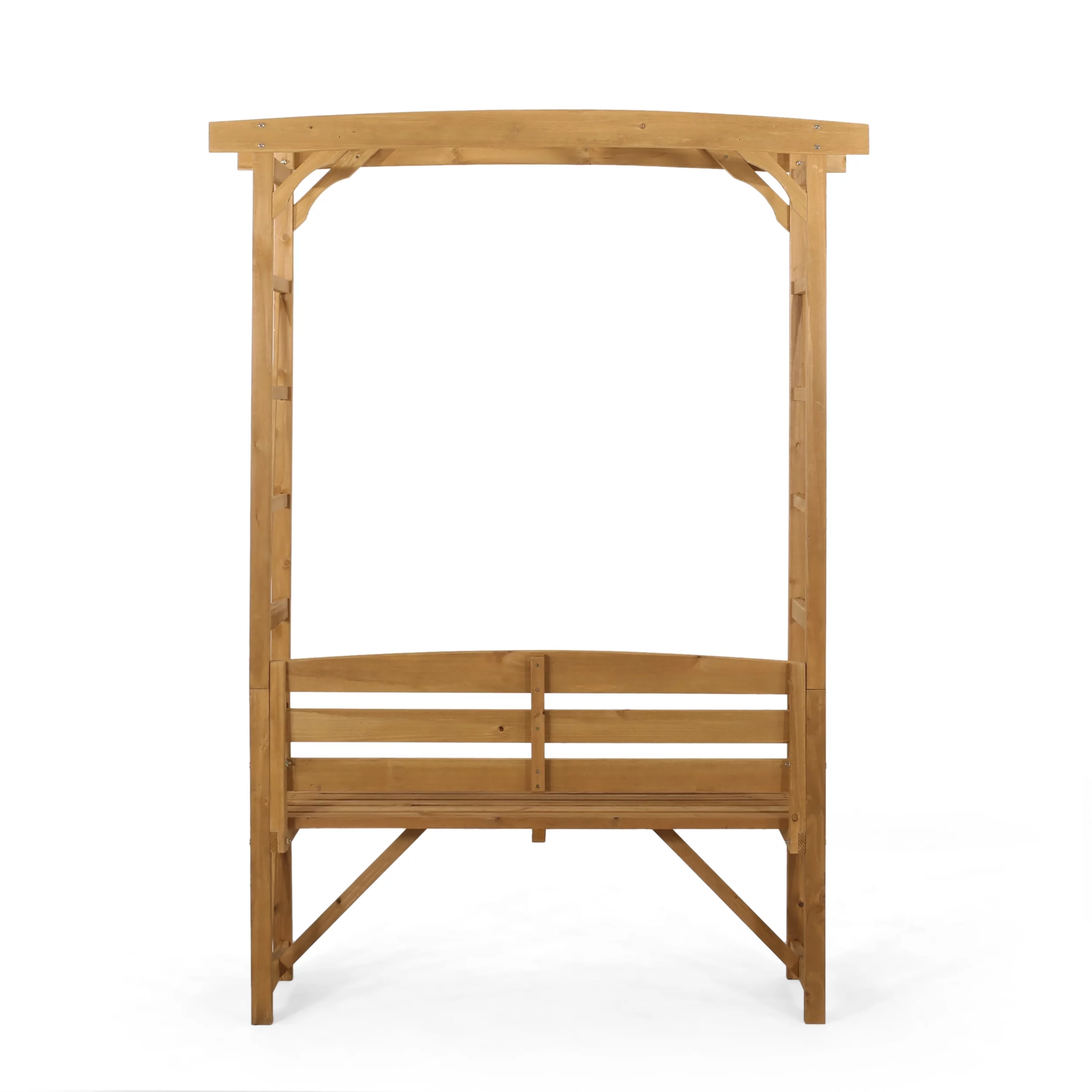 GDF Studio Edmonton Outdoor Fir Wood Arbor Bench, Teak