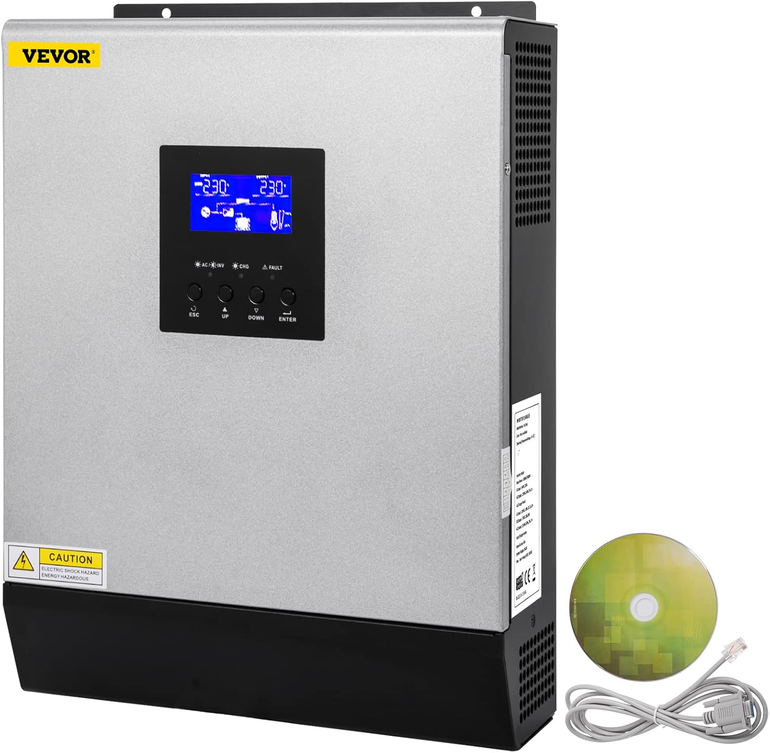 VEVOR Hybrid Solar Inverter, 3KVA 2400W, Pure Sine Wave Off-Grid Inverter