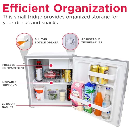 Frigidaire EFR176 Retro Compact Fridge with Chiller Mini Refrigerator with Built-in Bottle Opener for Office, Bedroom, Dorm Room or Cabin