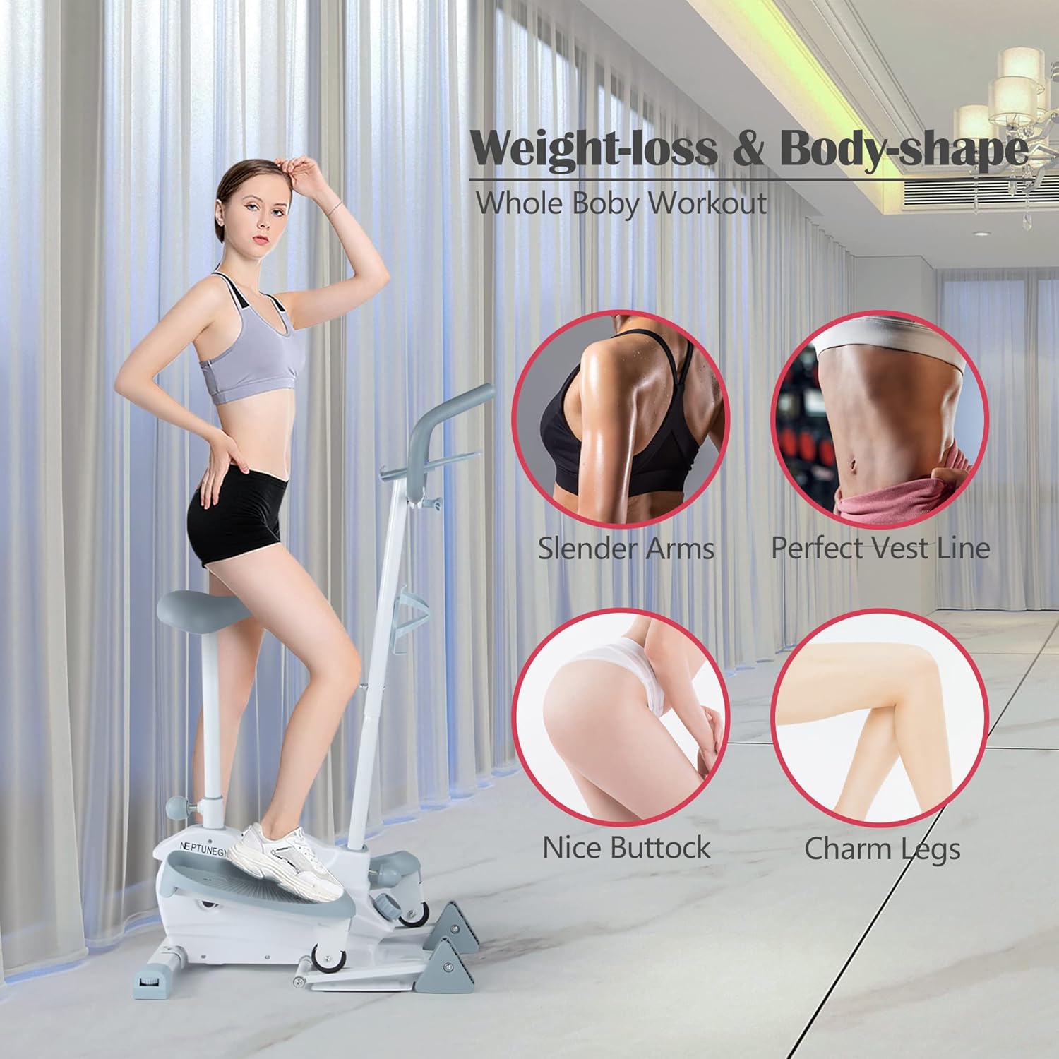 Magnetic Under Desk Elliptical Machine for Home Workouts, Foot Pedal Exerciser with 3 Levels Manual Incline