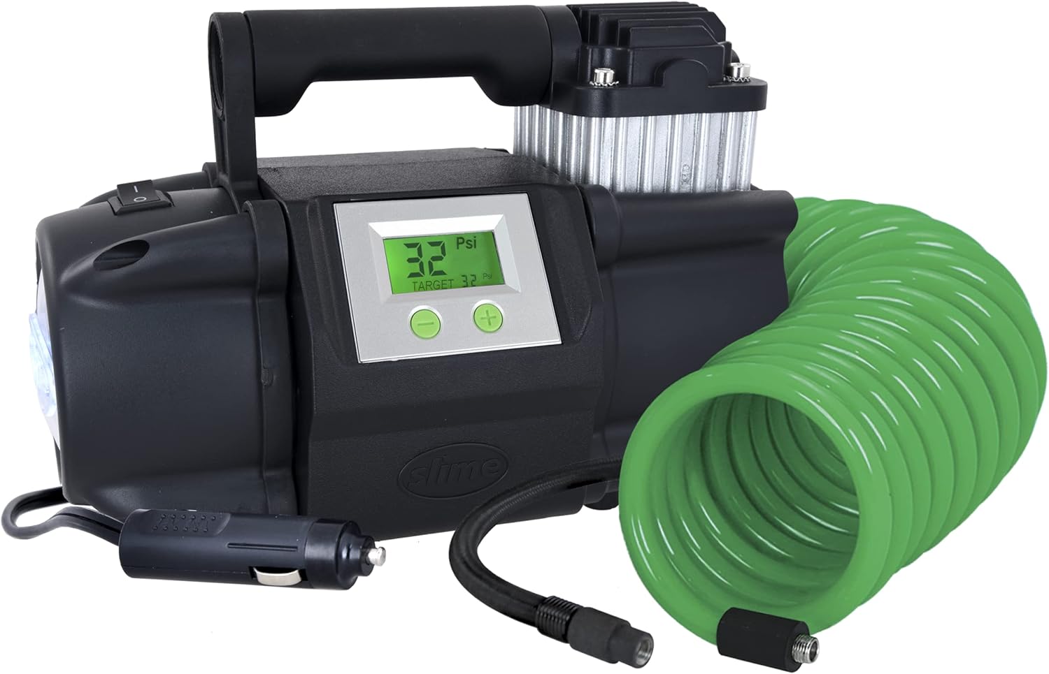 Slime 40063 Tire Inflator, Portable Car, SUV, 4x4 Air Compressor, Elite Heavy Duty, Inflate Right Automatic Shut Off, with Digital 99 psi Display