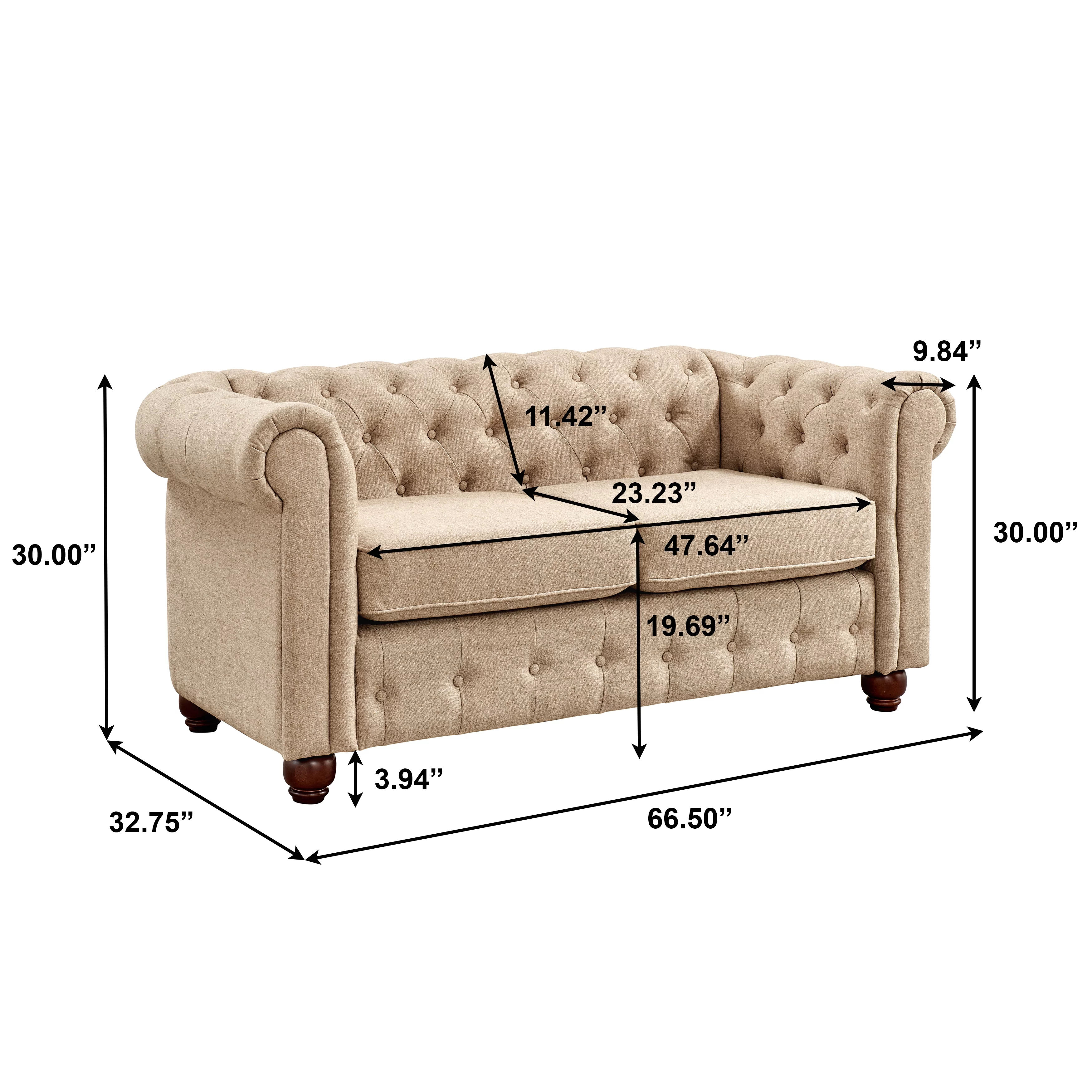 HomeFare Cream Living Room 3pc. Set