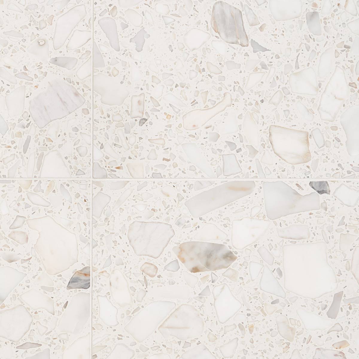 TileBar Terrazzo Italy Sacra Calacatta 24x24 Honed Marble Tile, Beige u0026 Cream, Backsplash, Wall and Floor