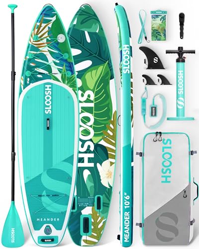 SLOOSH Inflatable Stand Up Paddle Board, 10'6" Inflatable Paddle Boards with Premium Accessories, Non-Slip EVA Deck, Ultra-Light Carry Bag Pump