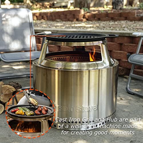 Solo Stove Bonfire Cast Iron Grill Cooking Bundle 2.0 | Smokeless Fire Pit, Stand, Grill & Hub, Wood Burning, Removable Ash Pan