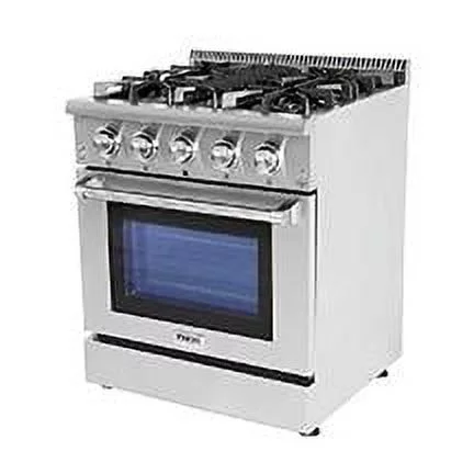 Thor Kitchen 30 inch 4.2 cu. ft. Freestanding Professional 4 Burners Blue Porcelain Oven Interior Gas Range in Stainless Steel (HRG3080U)