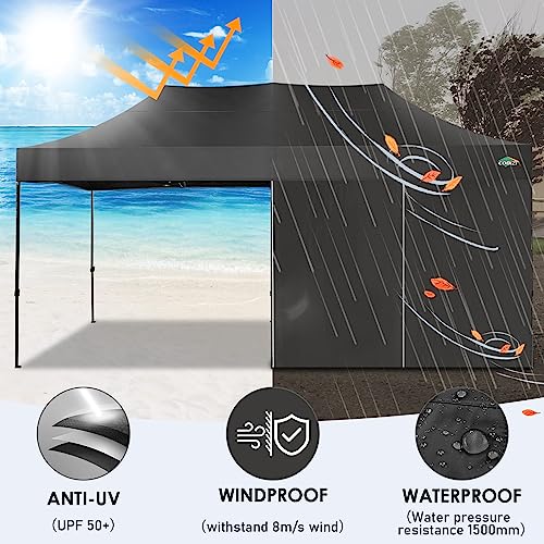 COBIZI 10x20 Heavy Duty Pop up Canopy Tent with 6 sidewalls Easy Up Commercial Outdoor Wedding Party Tents for Parties All Season Wind & Waterproof