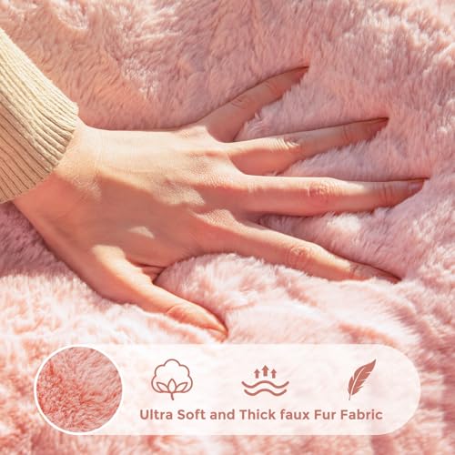 MAXYOYO Bean Bag Chair for Adults, Floral Shaped Bean Bag Sofa, Ultra Soft Faux Fur Floor Sofa, Large Reading Chair for Living Room Bedroom, Beige