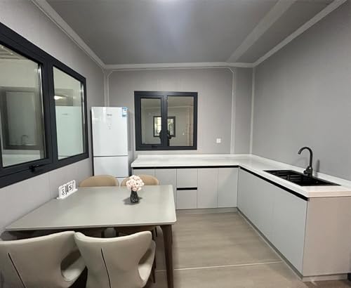 Portable Prefabricated Tiny House 20X20ft, Mobile Expandable House, Outdoor Storage, Modern Study Steel Storage House with Restroom, Kitchen, Cabinet