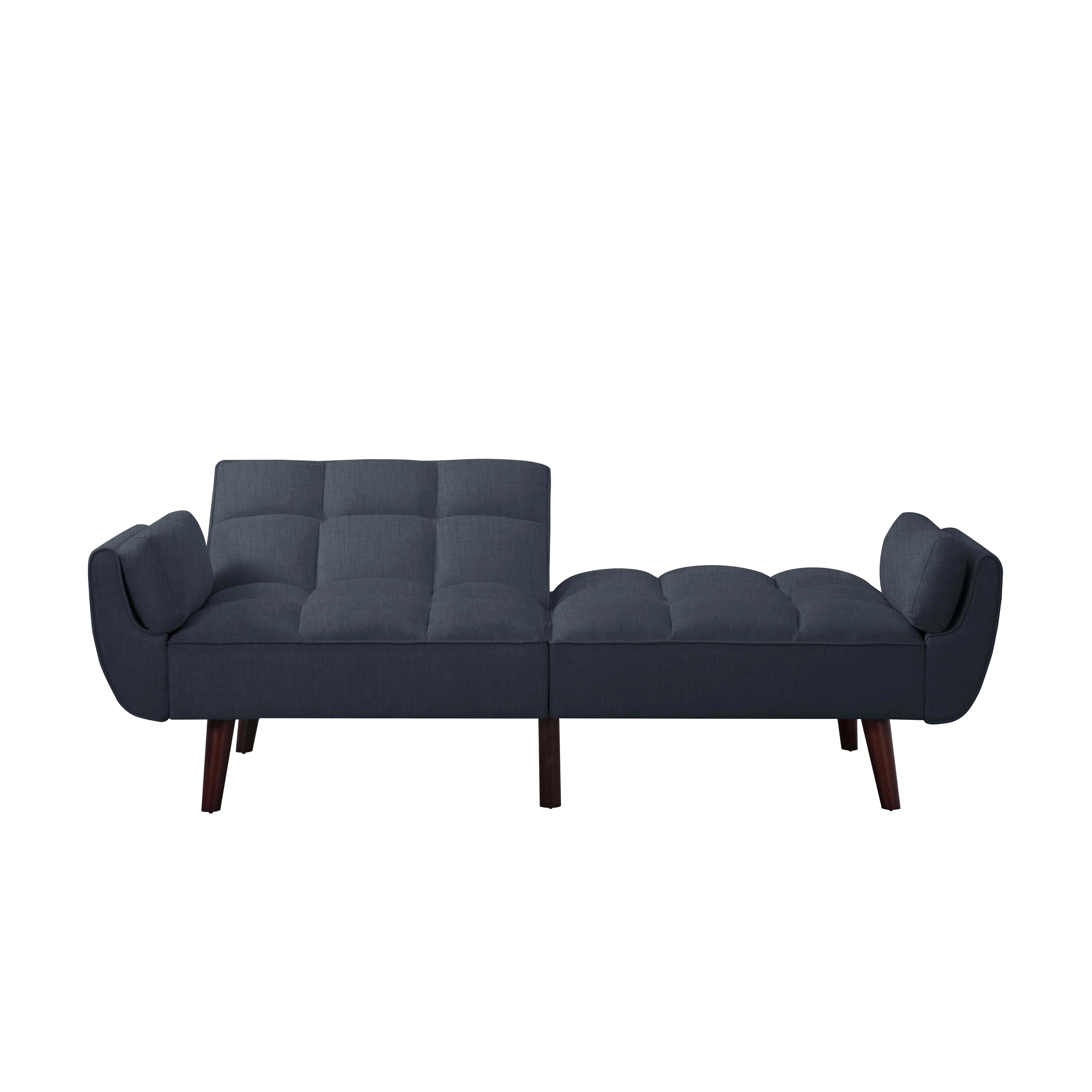 BSHTI 76” Futon Sofa Bed,Upholstered with Polyester,Wood Frame,2 Arm Pillows Included,3 Adjustable Positions ,5 Colors for Choosing