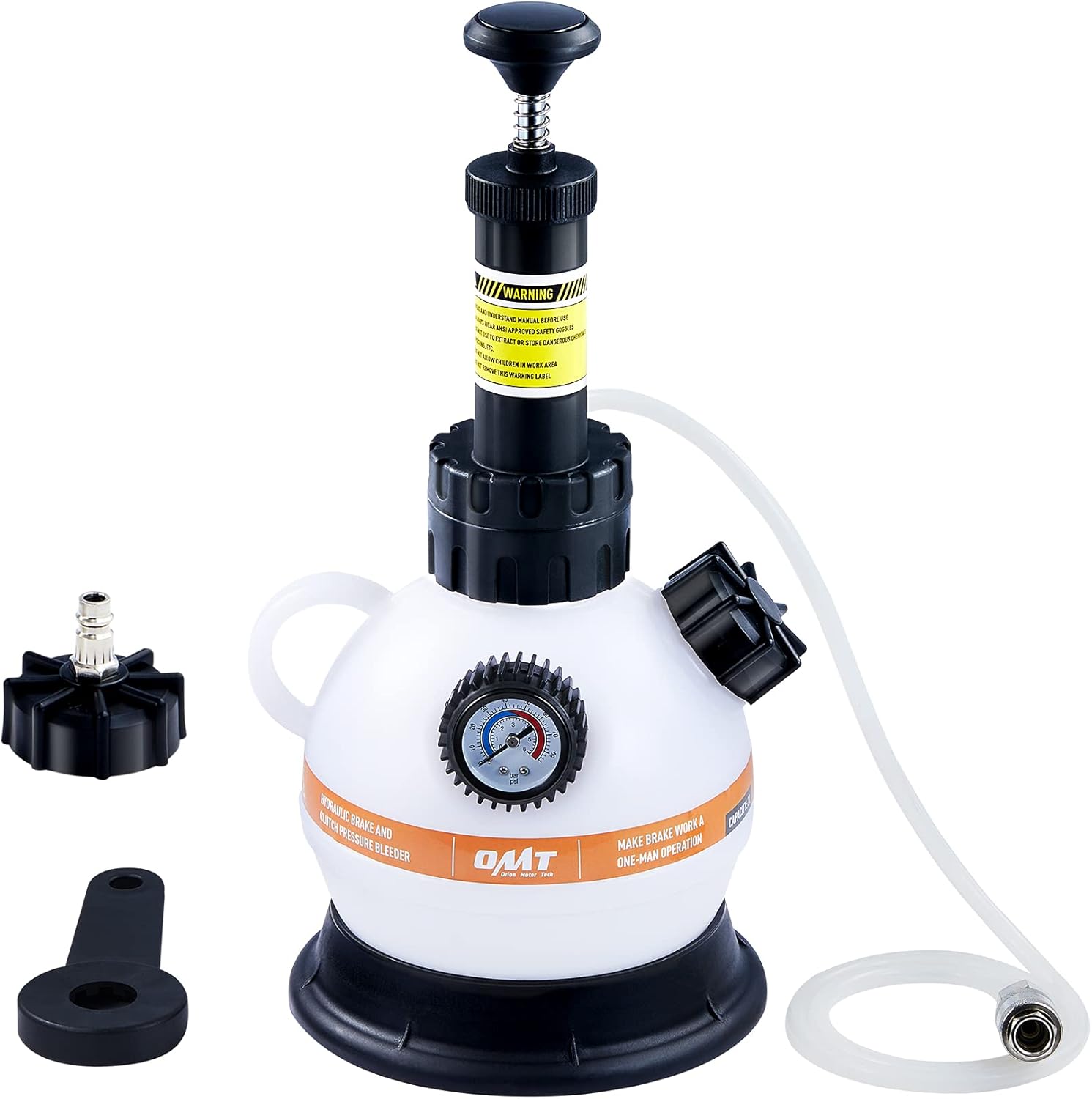Orion Motor Tech Brake Pressure Bleeder, European Brake Bleeder Kit with Hand Pump, Pressure Brake Bleeder with Hose and European Adapter