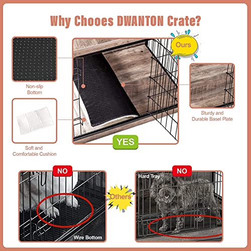 DWANTON Dog Crate Furniture with Cushion, Wooden Dog Crate with Double Doors, Dog Furniture, Dog Kennel Indoor for Small/Medium/Large Dog，End Table