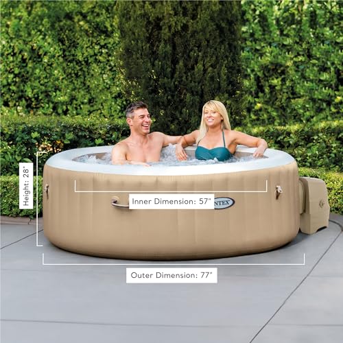 INTEX 28431EP PureSpa Plus Bubble Massage Spa Set: Includes Energy Efficient Spa Cover – 2 Contoured Headrest – LED Light – 6 Person Capacity – 85" x