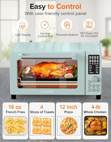 Nuwave Bravo Pro Smart 21QT Toaster Oven Air Fryer Combo, Convection Oven Countertop, 10 functions all in 1, with even & quick crisp technology