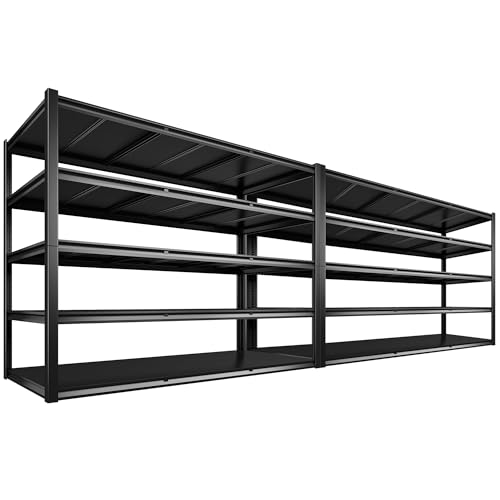 REIBII 60" W Garage Shelving 3000LBS Garage Shelving Heavy Duty Storage Shelves, 5 Tier Metal Shelves, Adjustable Industrial Shelf for Warehouse