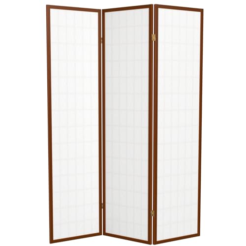 Red Lantern 6 ft. Tall Window Pane Shoji Screen-Natural-4 Panels Room Divider