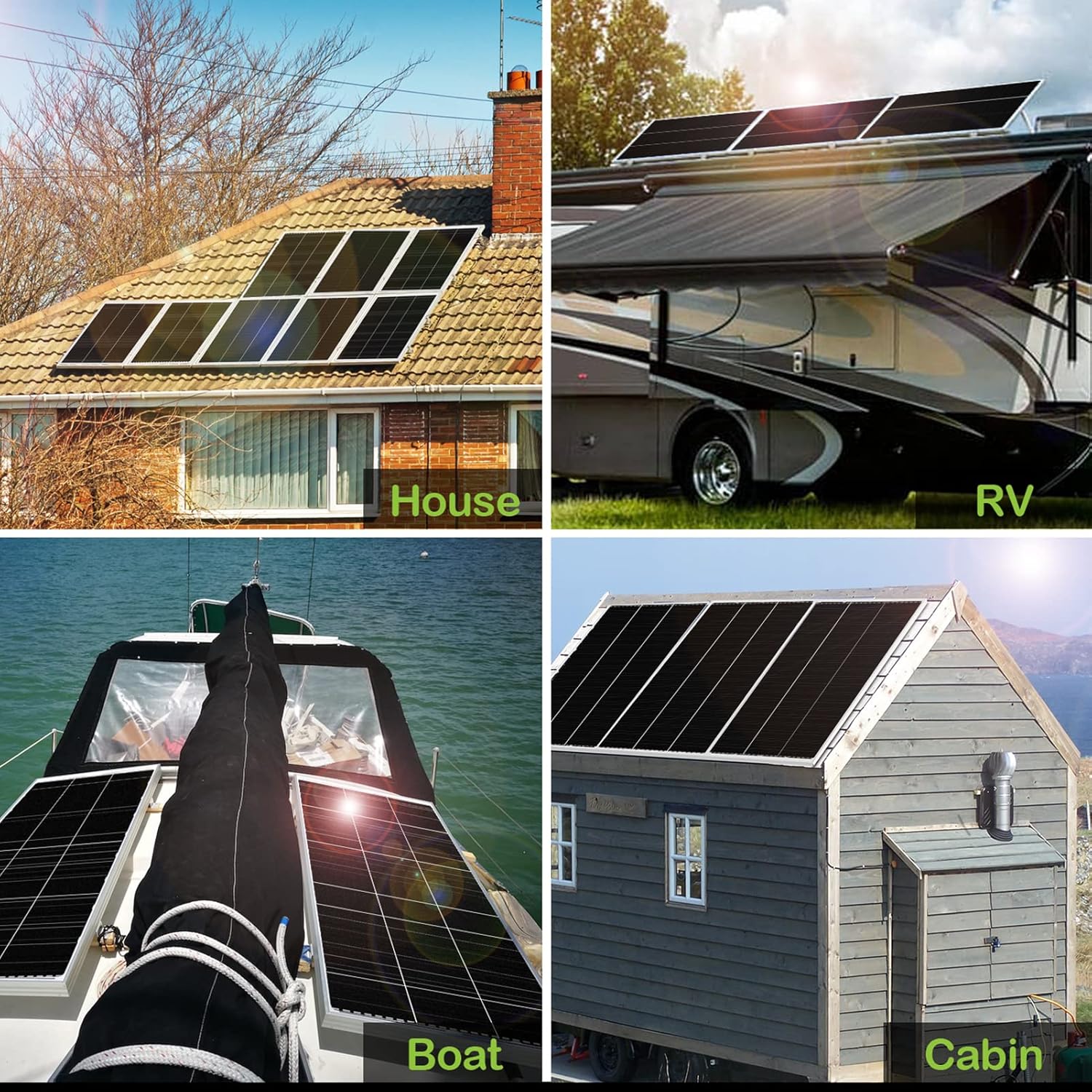WEIZE 12 Volt 200 Watt Solar Panel, 2 PCS 12V 100W High-Efficiency Monocrystalline PV Module for Home, Camping, Boat, Caravan, RV