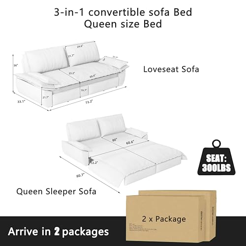 70.1" Futon Sofa Bed Queen Size, Pull Out Bed, 3-in-1 Convertible Sleeper Sofa with 2 Soft Pillows, Modern Velvet Futon Couch for Living Room