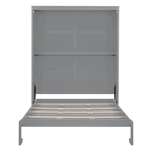 Harper & Bright Designs Queen Murphy Bed Frame with Storage Shelves, Foldable Cube Cabinet Queen Platform Bed