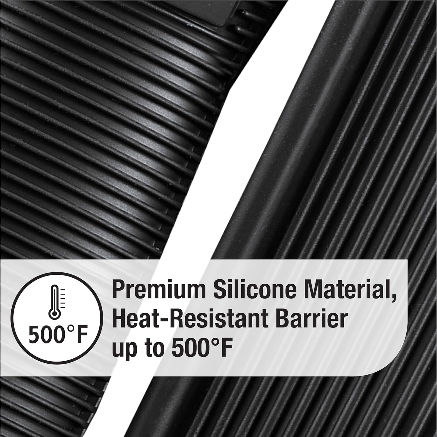 All-Clad Silicone Grip Set: 100% Silicone Flexible & Heat Resistant Ribbed Grip Set - Perfect for Cast Iron, Steel, or Glass, (2-Piece), Black/Grey