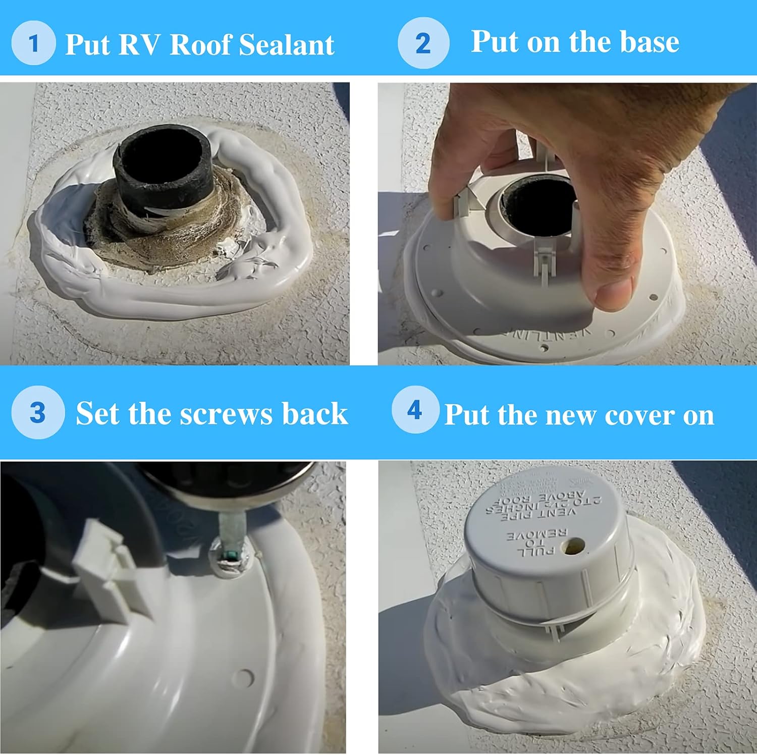 RV Plumbing Vent Caps - Camper Vent Cap Replacement for RV Trailer Camper Motorhome, RV Roof Sewer Vent Cover Caps Kit for 1 to 2 3/8 Inch Pipe