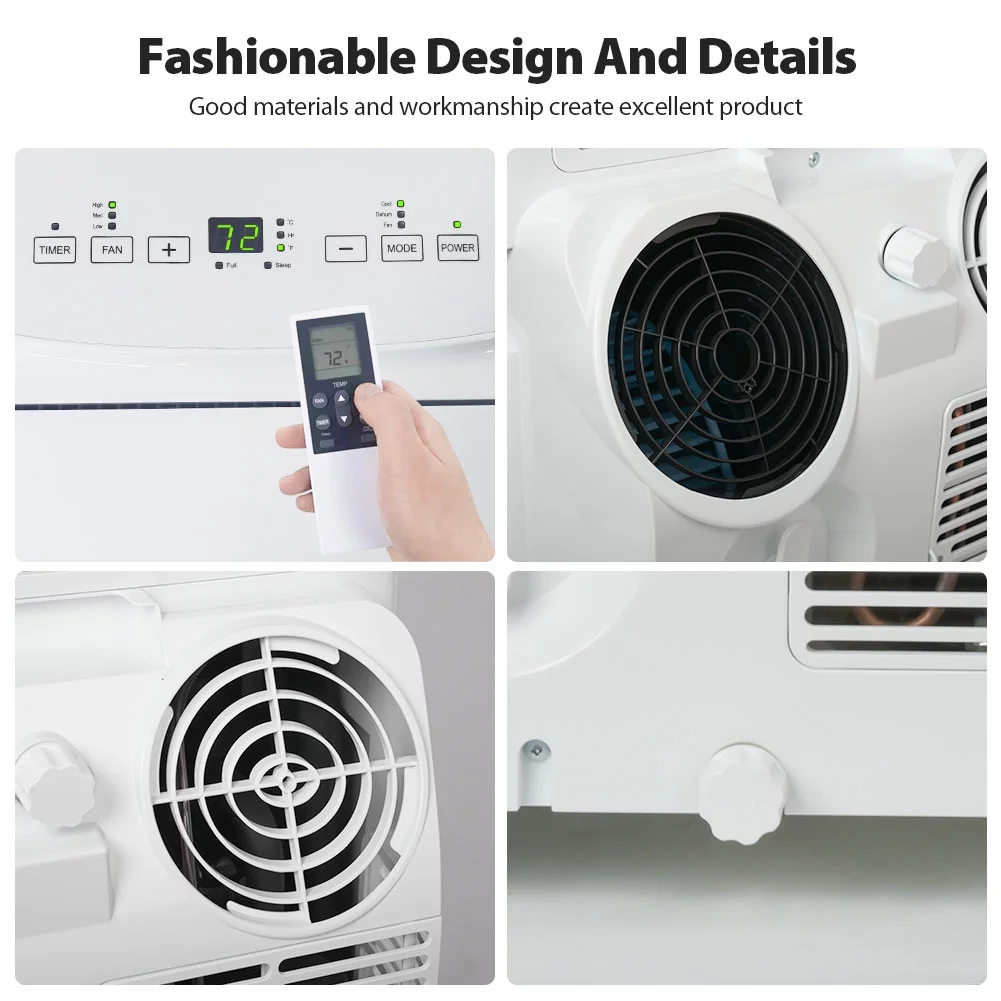LifePlus Dual Hose Portable Air Conditioners 10200BTU (14000BTU ASHRAE) Indoor Room AC Unit Dehumidifier Air Filter Window Kits Easy Efficient