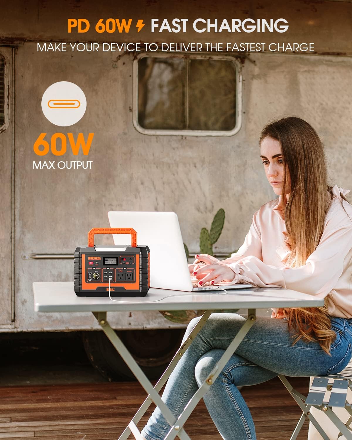 EBL 1000W Solar Generator with 200W Portable Solar Panel, Power Station 1000W, Backup Battery Pack - Solar Kit for RV/Van Camping