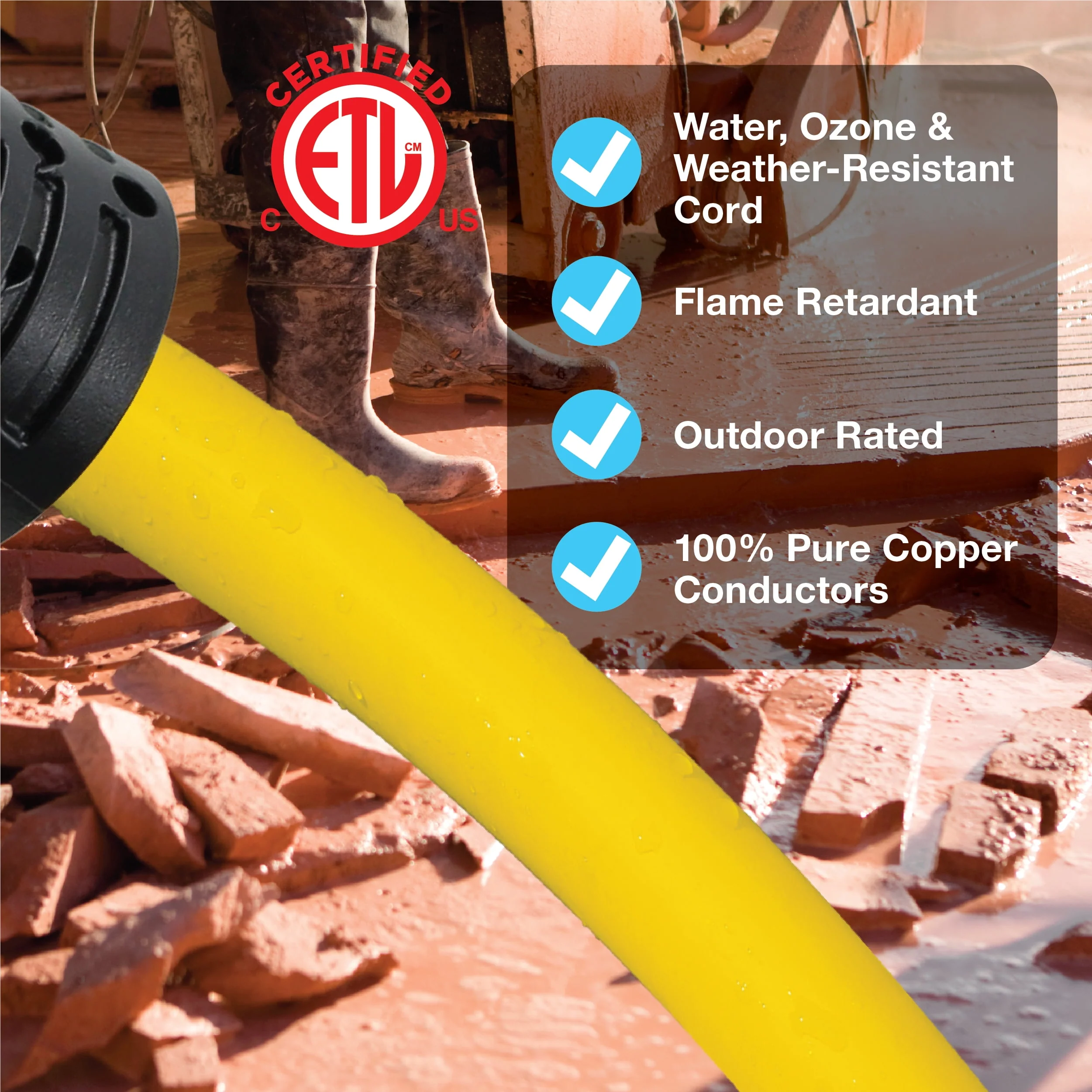 Clear Power 12/3 SJTW 25 ft Heavy Duty Outdoor Extension Cord, Yellow, CP10144