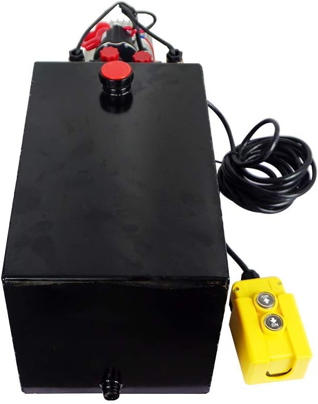 Fisters Hydraulic Power Unit 15 Quart Double Acting Hydraulic Pump DC 12V Power Unit Metal Reservoir for Dump Trailer Car Lifting