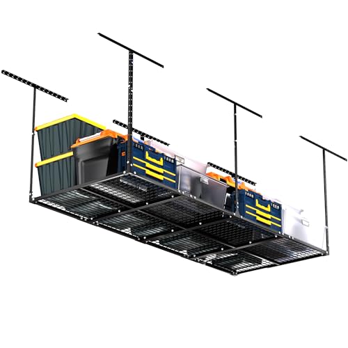 3 x 8FT Overhead Garage Storage Rack,Adjustable Ceiling Storage Racks,Garage Shelving Heavy Duty Storage Organizer System