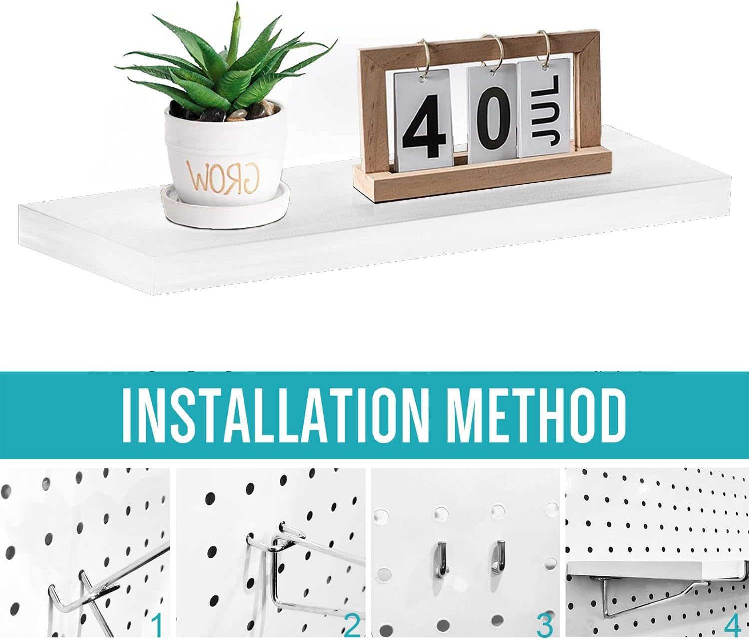 Pegboard Shelf Set, Pegboard Shelves with Steel Pegboard Brackets Pegboard Hooks