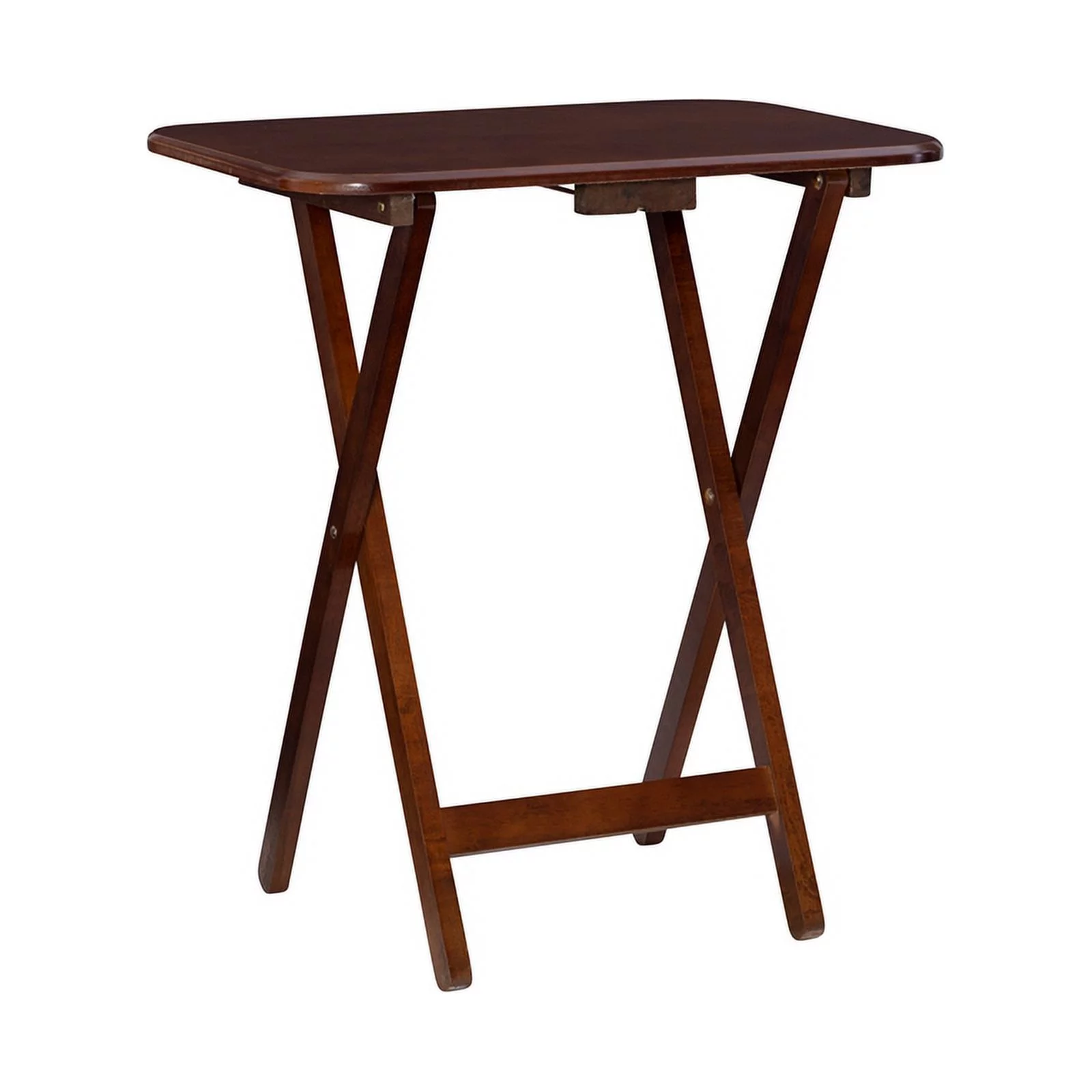 Pemberly Row Transitional Solid Wood Tray Tables in Dark Cherry