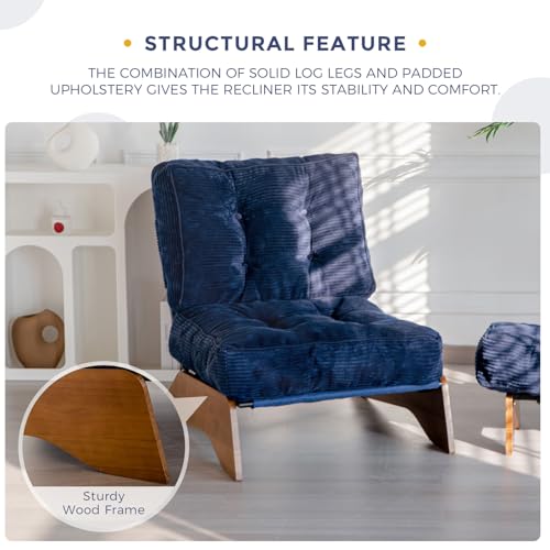 MAXYOYO Accent Chair with Ottoman Adjustable Backrest, Tufted Living Room Chair Upholstered Lounge Chair with Footrest Set